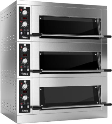 FD68-3-M FIN-DEKO manuális elektromos etázskemence három etázzsal 60x80 cm-es sütőfelülettel